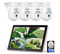 Hiseeu 3K 5MP Wireless CCTV Camera System With 10" Monitor, 10CH 5MP NVR, 4X PTZ WiFi Camera with Color Night Vision, 24/7 Recording, Auto Tracking, Human Detection, APP Alarm, Two Way Audio, 1TB HDD