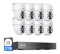 Hiseeu 3K Outdoor Wired Security Camera System with 8CH 5MP DVR,8 x 5MP IP67 PTZ CCTV Cameras,360°Coverage,Smart Dual Light & Audio,Person/Vehicle Detection,3TB HDD,100ft Night Vision,24/7 Recording
