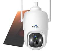 Hiseeu 【Cloud Storage 2K 360° Solar Security Camera Outdoor Wireless with Color Night Vision,Battery Powered PTZ WiFi CCTV Camera with Solar Panel,PIR Motion Detection,Two-Way Audio,Siren Alarm&IP66