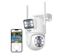 Hiseeu 【Dual Lens+8X Digital Zoom】 3MP Dual Lens PTZ WiFi Security Camera Outdoor, 2.4G/5G WiFi CCTV Home Surveillance Camera Outdoor, Color Night Vision, Auto Tracking Alarm Sound Light 2-Way Audio