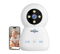 Hiseeu - Indoor Security Camera, 2.4G/5G 5MP Pet Camera PTZ Baby Monitor, 360° Auto Tracking, 2-Way Audio, Night Vision, PIR Detection, No Monthly Fee