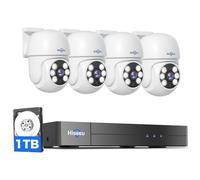 Hiseeu Wired CCTV Security Camera System Outdoor, 8 Channel 5MP DVR with 4x PT Camera, Home Security Systems Night Vision, Motion Detection, 1TB Hard Drive, Remote Access, App Alert