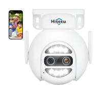 Hiseeu Wireless Security Camera Outdoor Dual Lens 4MP 10X Digital Zoom, 360° PTZ WiFi CCTV Camera, Motion Detection, Home Security Camera with Auto Tracking, Two-Way Audio, Color Night Vision