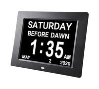 Hiseeyo 7 Inch Alarm Clock Digital with Automatic Brightness Adjustment, LCD Display Alarm Clock with Humidity and Temperature for Adults and Children and Alzheimer's Disease (UD-1MR6-TYA2, Large)
