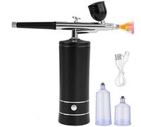 Hiseeyo Airbrush, Upgraded Airbrush Kit with Compressor&rRechargeable Portable Cordless Air Brush Nail Machine, Airbrush Gun Set for Nail Art, Cake Decor, Makeup, Barber, Model Painting (Black)