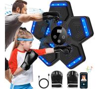 Hiseeyo Premium Music Boxing Machine with Boxing Gloves, Smart Bluetooth Boxing Machine with LED Electronic Wall Mounted, Music Target Workout Punching Equipment for Home