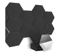 Hiseng 12 Pack Acoustic Wall Panels Self Adhesive Sound Proofing Panels High Density Felt Acoustic panels for Walls 30x30cm for Office Bedroom Recording Studio Home, Nordic Style (Black,30x30cm)