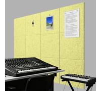 Hiseng 12PC Cork Boards for Walls Self Adhesive, Large Felt Cork Boards for Walls Absorbing Panels Sound Proofing Panels for Recording Studio, Game Room, Offices (26 Yellow,30 * 30cm)