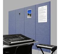 Hiseng 12PC Cork Boards for Walls Self Adhesive, Large Felt Cork Boards for Walls Absorbing Panels Sound Proofing Panels for Recording Studio, Game Room, Offices (17 Blue,30 * 30cm)