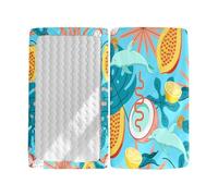 Hiseng 2pcs Microfiber Crib Sheets, Cot Bed Sheets with Fruit Pattern Cot Fitted Sheets Bassinet Mattress, Soft and Comfortable Toddler Bed Sheets for Boys, Girls (Coconut,60x120cm)