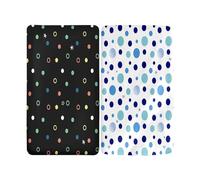 Hiseng 2pcs Microfiber Crib Sheets, Cot Bed Sheets with Polka Dot Print Cot Fitted Sheets Bassinet Mattress, Soft and Comfortable Toddler Bed Sheets for Boys, Girls (Black Blue,51x85cm)