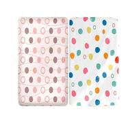 Hiseng 2pcs Microfiber Crib Sheets, Cot Bed Sheets with Polka Dot Print Cot Fitted Sheets Bassinet Mattress, Soft and Comfortable Toddler Bed Sheets for Boys, Girls (Pink White,55x90cm)