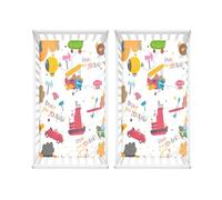 Hiseng 2pcs Microfiber Crib Sheets, Cot Bed Sheets with Transport Printed Cot Fitted Sheets Bassinet Mattress, Soft and Comfortable Toddler Bed Sheets for Boys, Girls (Land, sea and air,80x160cm)