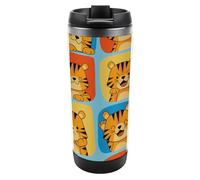 Hiseng 304 Stainless Steel Insulated Travel Mug 380ml, Insulated Mug Animal Prints, Leak-Proof & Slip-Resistant, Keep Hot 6-12H/Cold 24H for Commute, Office & Café (Cute Tiger)