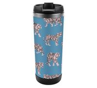 Hiseng 304 Stainless Steel Insulated Travel Mug 380ml, Insulated Mug Animal Prints, Leak-Proof & Slip-Resistant, Keep Hot 6-12H/Cold 24H for Commute, Office & Café (Tiger 01)