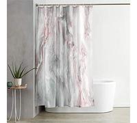 Hiseng 3d Marble Printing Shower Curtain Waterproof Quick Dry Bathroom Bath Curtains Polyester Washable Bath Curtain for Bathtub and Shower Stall, with 12 pcs Hooks (Pink grey,120x180cm)