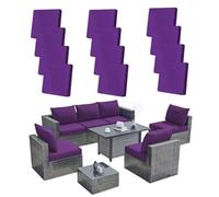 Hiseng 8/12/14 PCS Outdoor Cushion Covers Stretch Patio Cushion Covers Replacement Slipcovers Washable for Outdoor Sofa Cushions, Garden Furniture Set, Rattan Corner Sofa (Violet,12PCS)