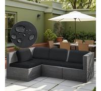 Hiseng 8 PCS Outdoor Patio Cushion Covers Replacement Water-Repellent Stretch Spandex for 4 Backrests and 4 Seat Cushions, Garden Rattan Furniture Set Corner Sofa Slipcovers (Dark Gray)