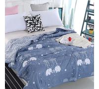 Hiseng Animal Prints Quilted Bedspreads Single Double King Size, 2025 2.5 Tog Soft Coverless Duvet, Lightweight Bed Throws, Reversible Summer Quilted for Sofa Bed (White elephant,140 * 200cm)