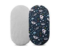 Hiseng Baby Crib Fitted Sheets 2pcs, Microfiber Cot Mattress Bassinet Sheets Mattress Protector Nursery Bedding for Boys and Girls, Soft Breathable Durable - Cartoon Animal (Shark,82x41cm)