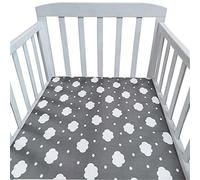 Hiseng Baby Crib Fitted Sheets, Microfiber Cot Mattress Bassinet Sheets Mattress Protector Nursery Bedding for Boys and Girls, Soft Breathable Durable - Cartoon Animal Star (Gray Cloud,110x60cm)