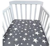 Hiseng Baby Crib Fitted Sheets, Microfiber Cot Mattress Bassinet Sheets Mattress Protector Nursery Bedding for Boys and Girls, Soft Breathable Durable - Cartoon Animal Star (Gray Stars,120x60cm)