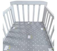 Hiseng Baby Crib Fitted Sheets, Microfiber Cot Mattress Bassinet Sheets Mattress Protector Nursery Bedding for Boys and Girls, Soft Breathable Durable - Cartoon Animal Star (Gray Crown,140x70cm)