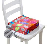 Hiseng Baby Toddler Booster Seat Cushion for Dining Chair, Cartoon Planet Pattern Kids Heightening Cushion High Chair Feeding Seat Travel Portable Dining Chairs Pad (Red Universe,16x16x4 in)