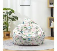Hiseng Bean Bag Chair Cover No Filler 3D Easter Bean Bag Cover Only Samll Medium Large Washable Soft Lazy Sofa Bed Cover Storage Beanbag for Adult Kids Teen Living Room Bedroom (Plants,70x80cm)