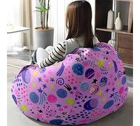 Hiseng Bean Bag Chair Cover No Filler, 3D Planet Print Bean Bag Cover Only Washable Soft Lazy Sofa Bed Cover Stuffed Animal Storage Beanbag for Adult Kids Teen (Planet,90x110cm)