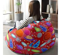 Hiseng Bean Bag Chair Cover No Filler, 3D Planet Print Bean Bag Cover Only Washable Soft Lazy Sofa Bed Cover Stuffed Animal Storage Beanbag for Adult Kids Teen (Space,80x90cm)