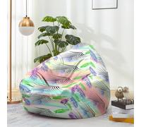 Hiseng Bean Bag Chair Cover No Filler 3D Plant Bean Bag Cover Only Samll Medium Large Washable Soft Lazy Sofa Bed Cover Storage Beanbag for Adult Kids Teen Living Room Bedroom (Dreamy,70x80cm)