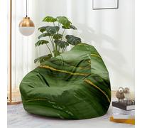 Hiseng Bean Bag Chair Cover No Filler Bean Bag Cover Only Samll Medium Large Washable Soft Lazy Sofa Bed Cover Storage Beanbag for Adult Kids Teen Living Room, Modern Marble (Green,130x150cm)