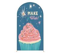 Hiseng Birthday Arch Cover Backdrop, 3D Printing Reversible Fitted Arch Cover for Top Backdrop Stand Covers for Party Baby Shower Birthday Decoration (Blue,5ft(150x65cm))