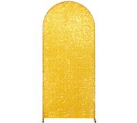 Hiseng Birthday Arch Cover Backdrop, Fitted Arch Stand Covers Background Decor for Wedding, Party Decoration Ceremony Banquet Birthday Photography Backdrop (Gold sequins,6FT (80x180cm))