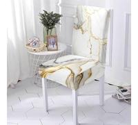 Hiseng Chair Covers Set of 1/2/4/6, Marble Series Dining Chair Covers Elastic Washable Removable Chair Cover, Dining Chair Slipcovers for Dining Room, Home, Hotel (Gold,Set of 6)