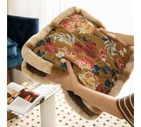 Hiseng Chair Cushion Seat Pads, Retro Flowers Printed Tatami Chair Pads Chair Seat Pads Thick Booster Floor Pillows Square Sofa Pad for Home Dining Car Garden or Office, 45x45 cm (Camel)