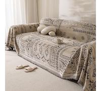 Hiseng Chenille Sofa Throw Blanket for 1 2 3 4 Seater, Vintage Beige Moroccan Large Sofa Cover Soft Throw Bed Quilts Travel Nap Blanket for Chair Couch Bed Armchair (Style 3,180x260cm)