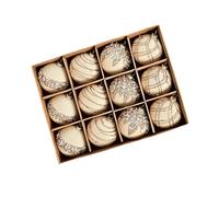 Hiseng Christmas Baubles Set, Decoration Ball Set Shatterproof Xmas Bauble Ornaments Hanging Decoration for Xmas Tree Festival Holiday Wedding Party, Indoor Outdoor (Apricot Color,12 Pcs)