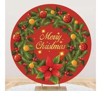 Hiseng Christmas Round Backdrop Cover, 1-Sided Backdrop Stand Cover Elastic Bands Polyester Fabric Photography Background Cover for Wedding Birthday Banquet Decoration (3ft,flowers)