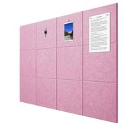 Hiseng Cork Boards for Walls Self Adhesive, Large Felt Cork Boards for Walls Absorbing Panels Sound Proofing Panels for Recording Studio, Game Room, Offices, School & Home (19 Pink,30x30cm)