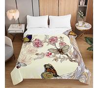 Hiseng Coverless Duvet Single Double King Size, Butterfly Pattern, 2025 Summer Quilted Duvet Cosy and Lightweight Quilt Breathable Cooling Bedspreads Throw for Beds (Chinese style,180x220cm)