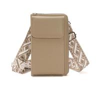 Hiseng Cross Body Bag Women,PU Leather Crossbody Phone Bag With Adjustable Strap and Card Slots,Patterned Straps Women Zipper Versatile Phone Bag,Small Coin Purse Handbag Shoulder Bag (Almond)