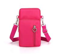 Hiseng Cross Body Bag Women, Solid Color Crossbody Phone Bag With Adjustable Strap and Card Slots, Oxford Cloth Women Zipper Versatile Phone Bag, Small Coin Purse Handbag Shoulder Bag (L,Rose Red)
