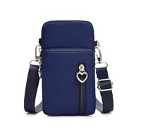 Hiseng Cross Body Bag Women, Solid Color Crossbody Phone Bag With Adjustable Strap and Card Slots, Oxford Cloth Women Zipper Versatile Phone Bag, Small Coin Purse Handbag Shoulder Bag (L,Navy Blue)