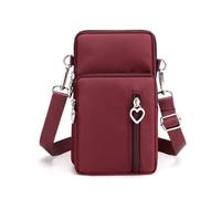 Hiseng Cross Body Bag Women, Solid Color Crossbody Phone Bag with Adjustable Strap and Card Slots, Oxford Cloth Women Zipper Versatile Phone Bag, Small Coin Purse Handbag Shoulder Bag (S,Claret)