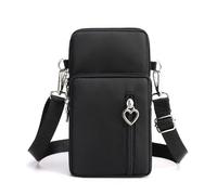 Hiseng Cross Body Bag Women, Solid Color Crossbody Phone Bag With Adjustable Strap and Card Slots, Oxford Cloth Women Zipper Versatile Phone Bag, Small Coin Purse Handbag Shoulder Bag (L,Black)