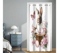 Hiseng Door Curtains with Eyelet for Door Window, 3D Easter Bunny Printed Single Front Doorway Curtain Privacy Blackout Divider for Bedroom Living Room Hallway Kitchen (Big Bunny,150x200cm)