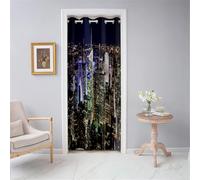 Hiseng Door Curtains with Eyelet for Door Window, Single Front Doorway Curtain Thermal Insulated Privacy Blackout Divider for Bedroom Living Room Hallway Kitchen (Nightscape,W180xL200CM)