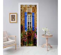 Hiseng Door Curtains with Eyelet for Door Window, Single Front Doorway Curtain Thermal Insulated Privacy Blackout Divider for Bedroom Living Room Hallway Kitchen (Blue Wood,W180xL200CM)